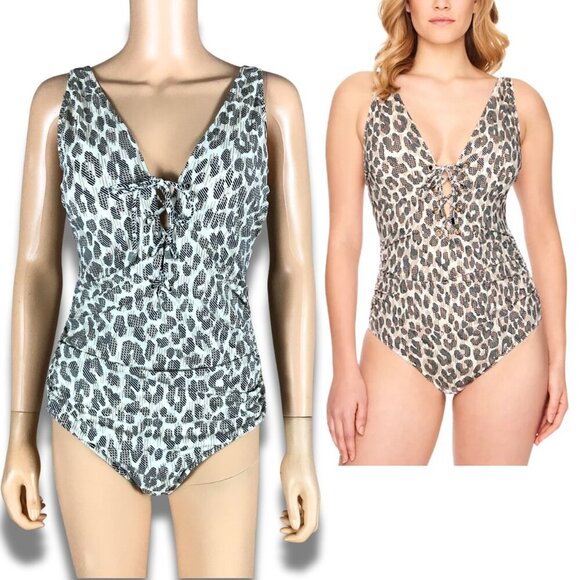 Swim Solutions Wild Thing Tummy-Control One-Piece Swimsuit NEW 14 - Picture 1 of 10